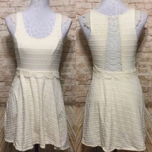 Free People skater beige lined Lace Crochet Dress